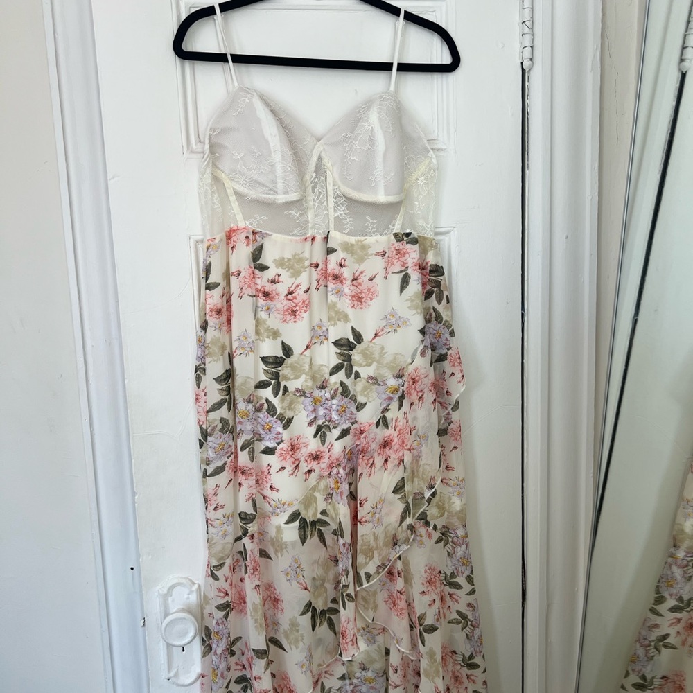 Shein Curve Floral Lace Bustier Midi Dress